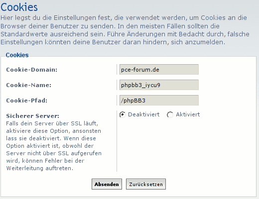 phpBB3-Cookie Einstellungen