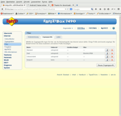 Fritzbox 7490 - Zugangsprofile mit Blacklists und Whitelists