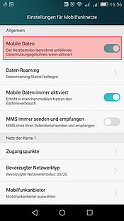 Geschwindigkeit (4G, 3G, 2G) pro SIM-Karte