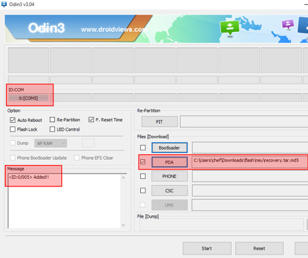 Odin Software für ClockWorkMod Installation