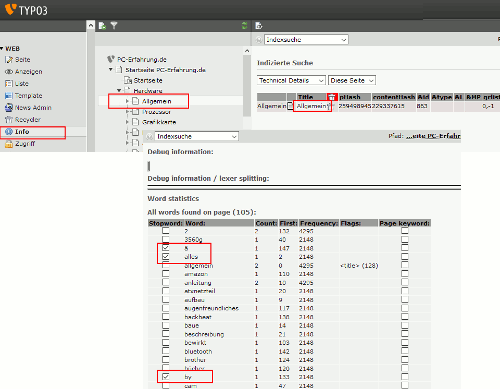 Stoppwörter im Typo3 Backend